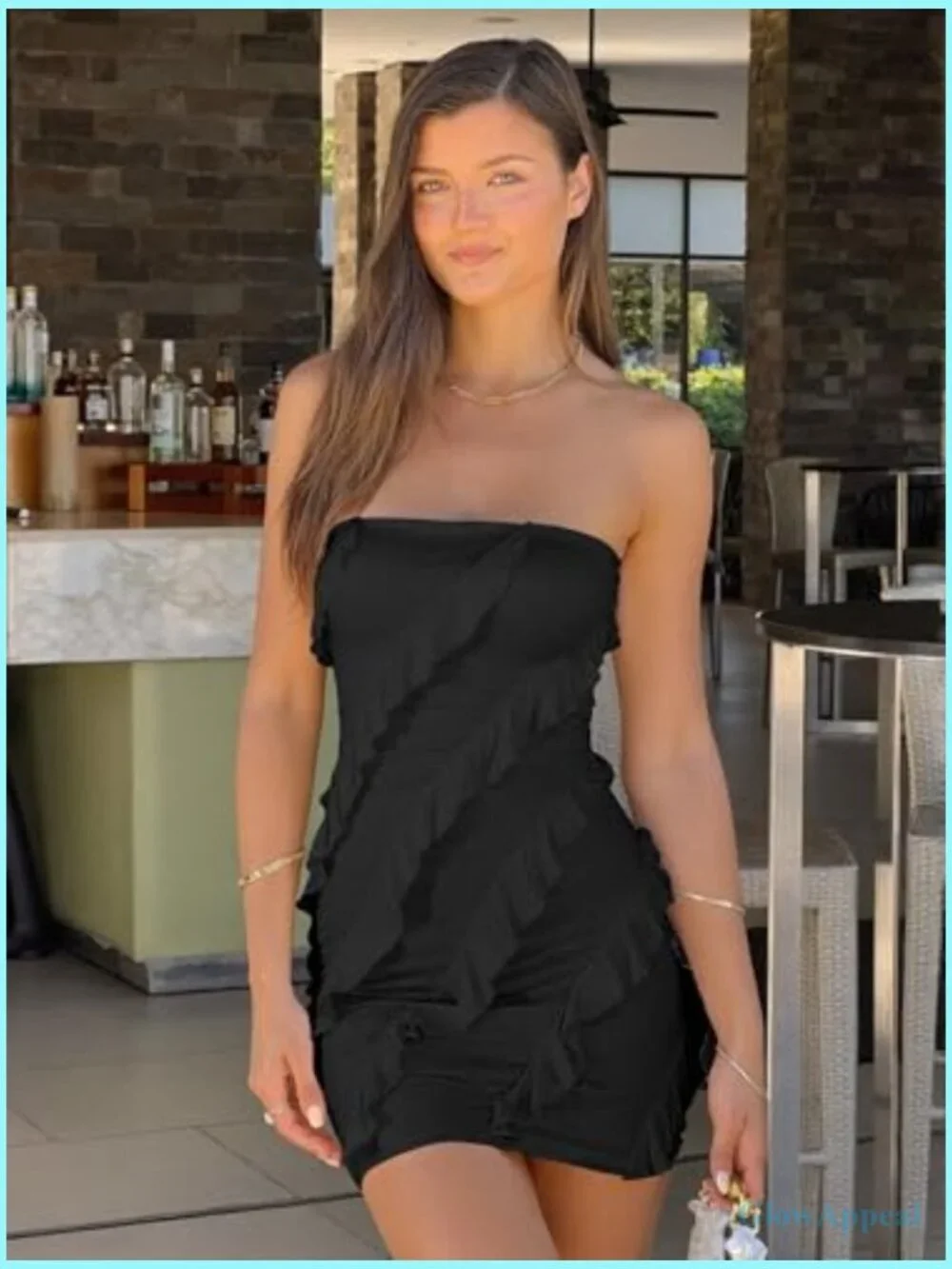 Sexy Strapless Tube Top Bodycon Sleeveless Ruffle Mini Party Dress